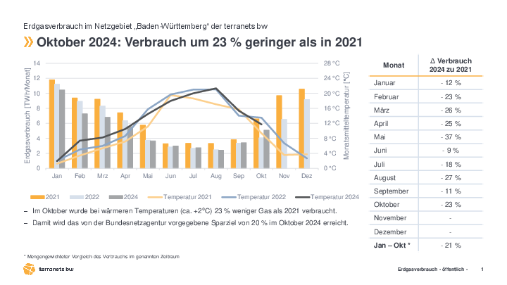 Auswertung des monatlichen Erdgasverbrauch - November 2024